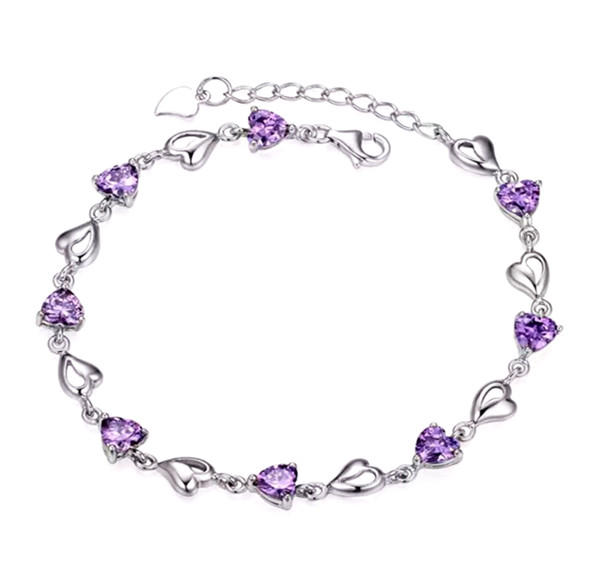 The heart charm chain bracelets with blue quartz bulk in sterling silver amethyst bead jewelry supplies